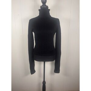 Shin Choi Black 100% Merino Wool Sweater Very Long Sleeves Small